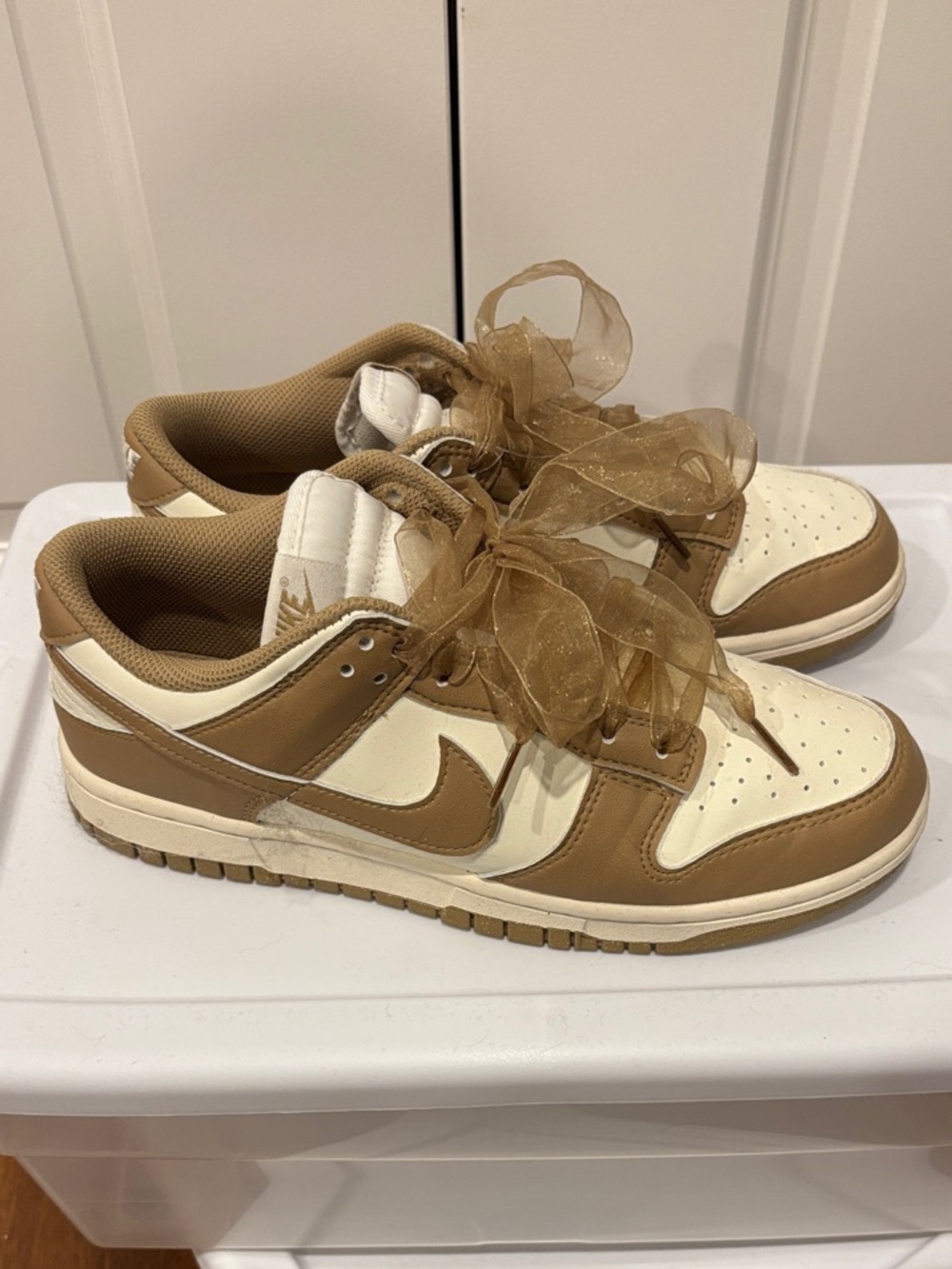 Nike Low-Top Sneakers in Cream and Tan